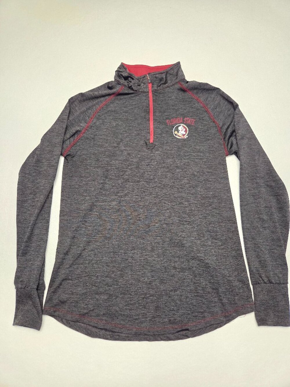 Colosseum Florida State Seminoles Quarter Zip Pullover Size Womens L Gray Garnet
